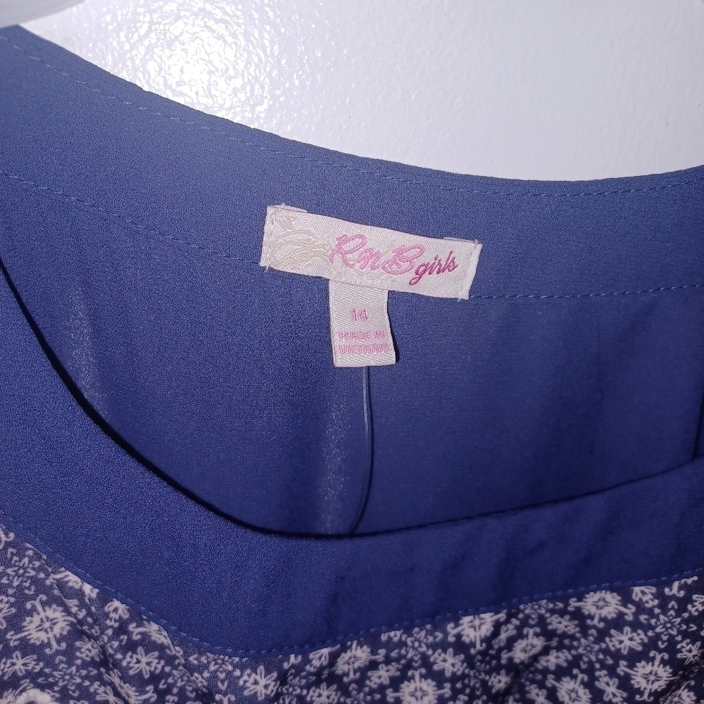 Navy Blue w White Lace Sleeveless Blouse- W Sz 14 - Picture 2 of 5